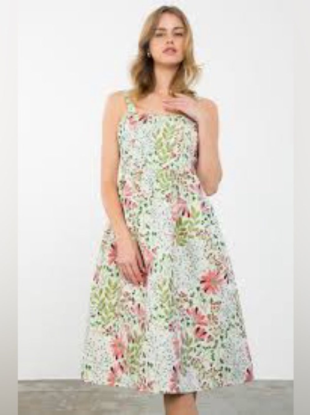 THML Mollie textured floral a-line dress